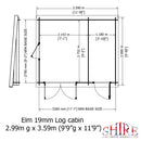 Elm Log Cabin in 19mm Logs - 3 Sizes Available