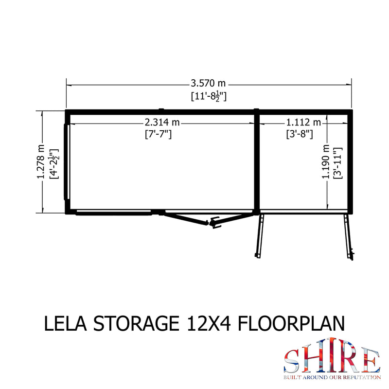 Lela Pent Summerhouse 12'x4' in T&G - Including 4ft Storage