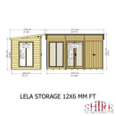 Lela Pent Summerhouse 12'x6' in T&G - Including 4ft Storage