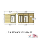 Lela Pent Summerhouse 12'x8' in T&G - Including 4ft Storage