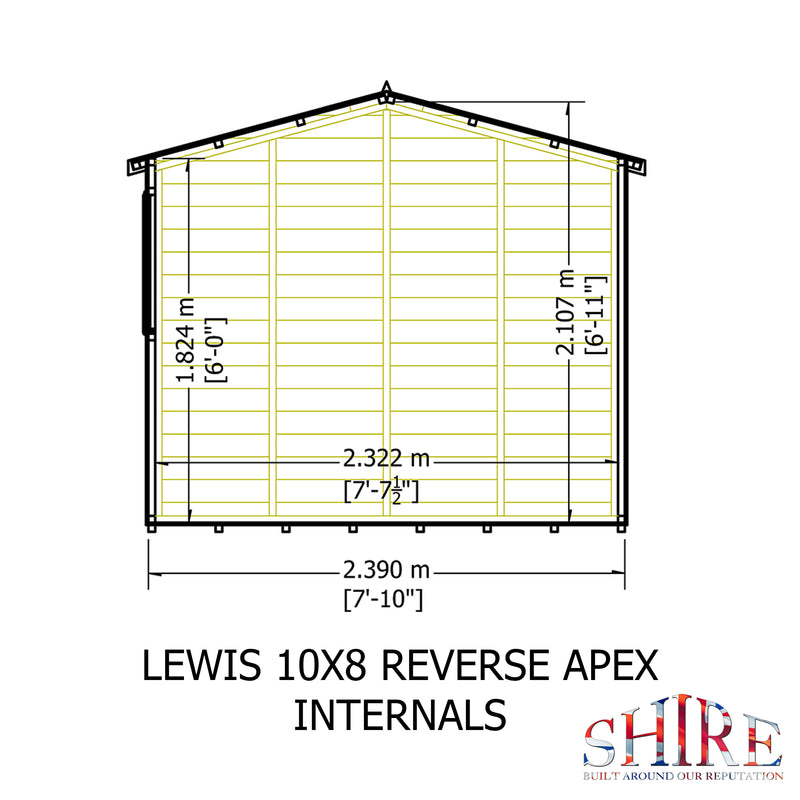 Lewis (10' x 8') T&G Reverse Apex Shed