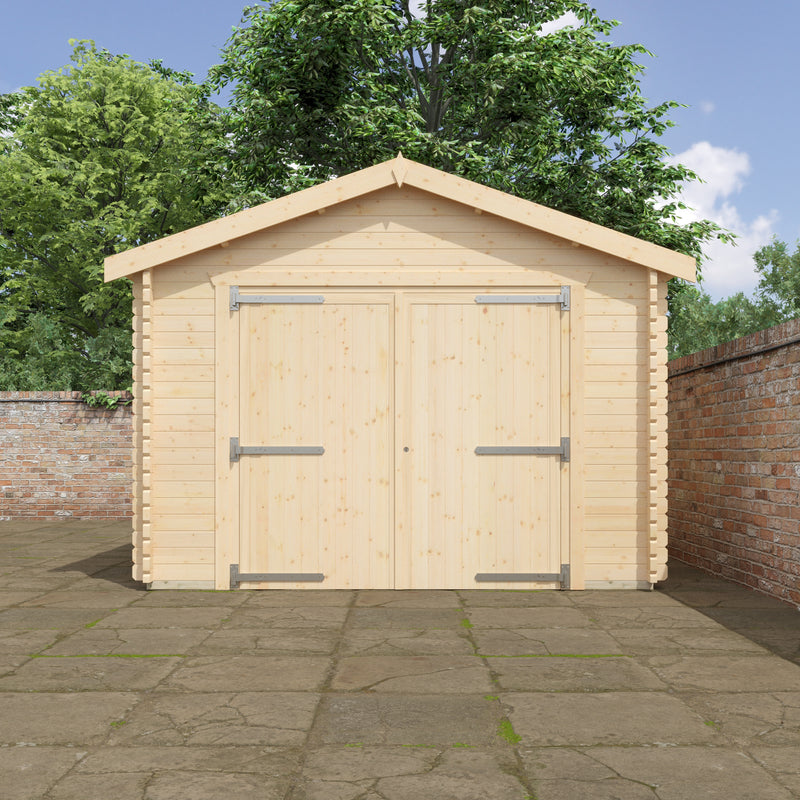 Woodlands Warwick Garage in 44mm Logs